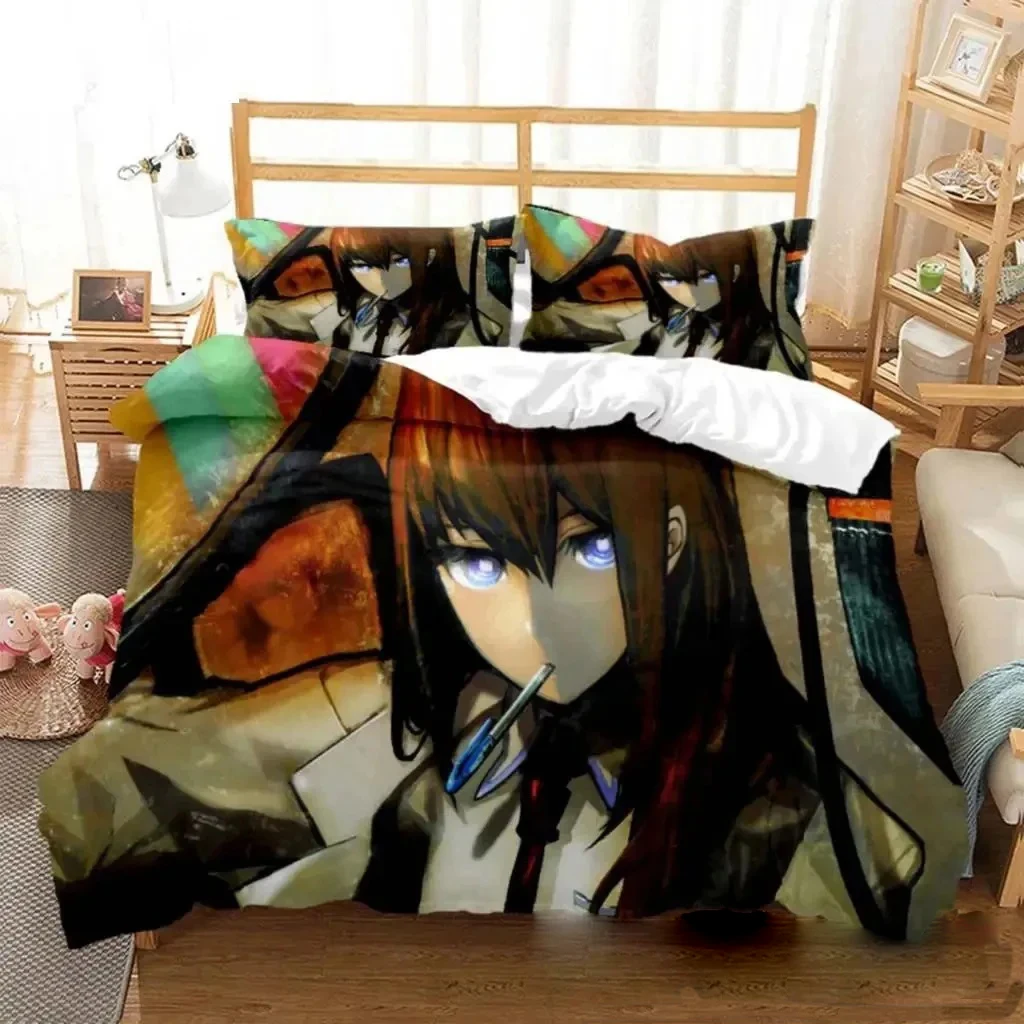 

Anime Steins Gate Kurisu Makise Bedding Set Boys Girls Twin Queen Size Duvet Cover Pillowcase Bed Kids Adult Home Textile