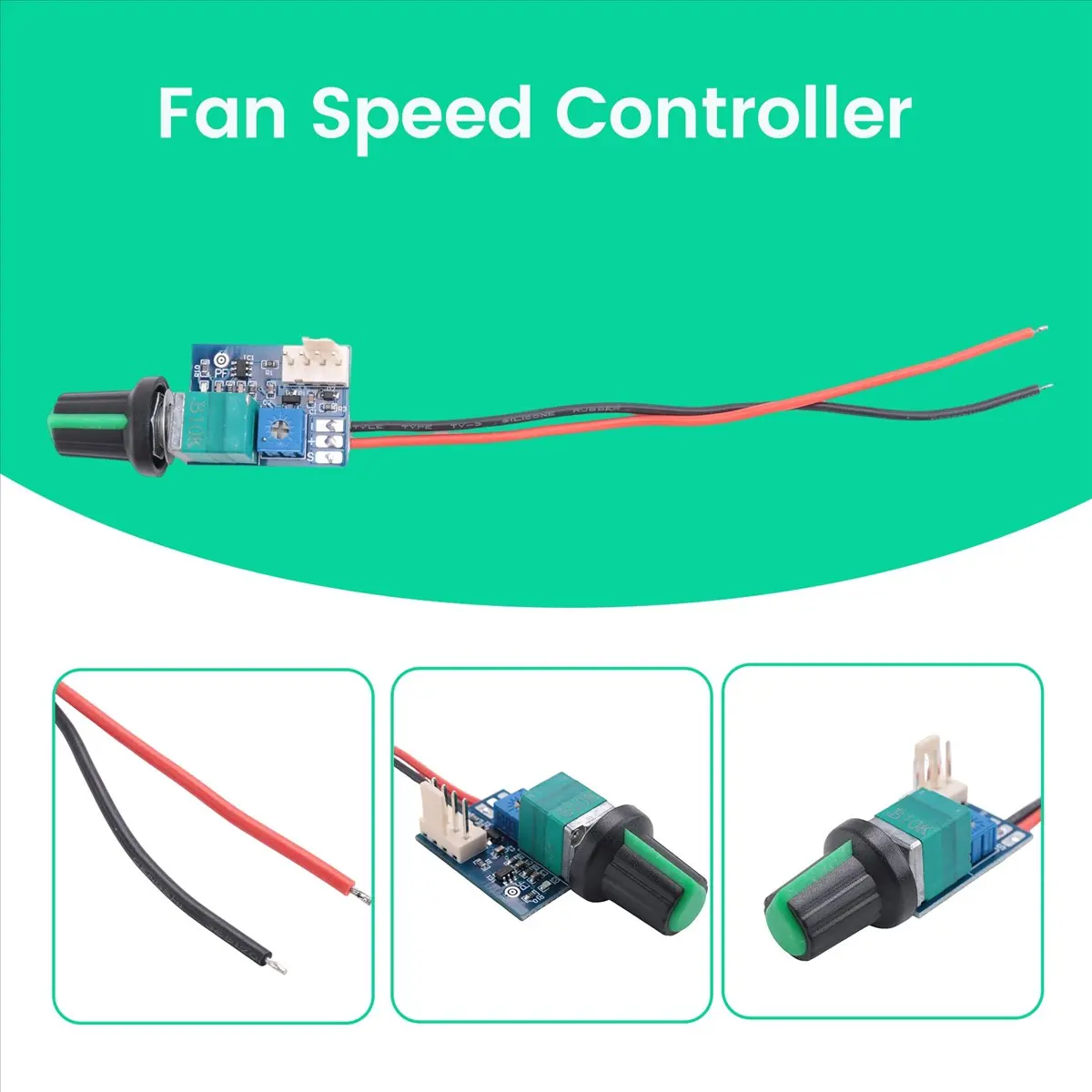 A72Z DC 12V Adjustable 0%-100% PWM Fan Speed Controller with Knob Switch 4 Wire Fan Speed Governor Noise Reduction