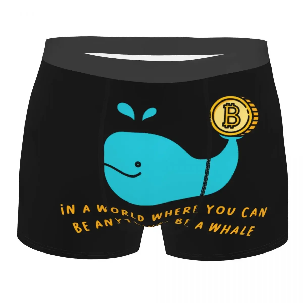 Custom Crypto Bitcoin Gold Whale Underwear Men Stretch BTC Cryptocurrency Coins Boxer Briefs Shorts Panties Soft Underpants