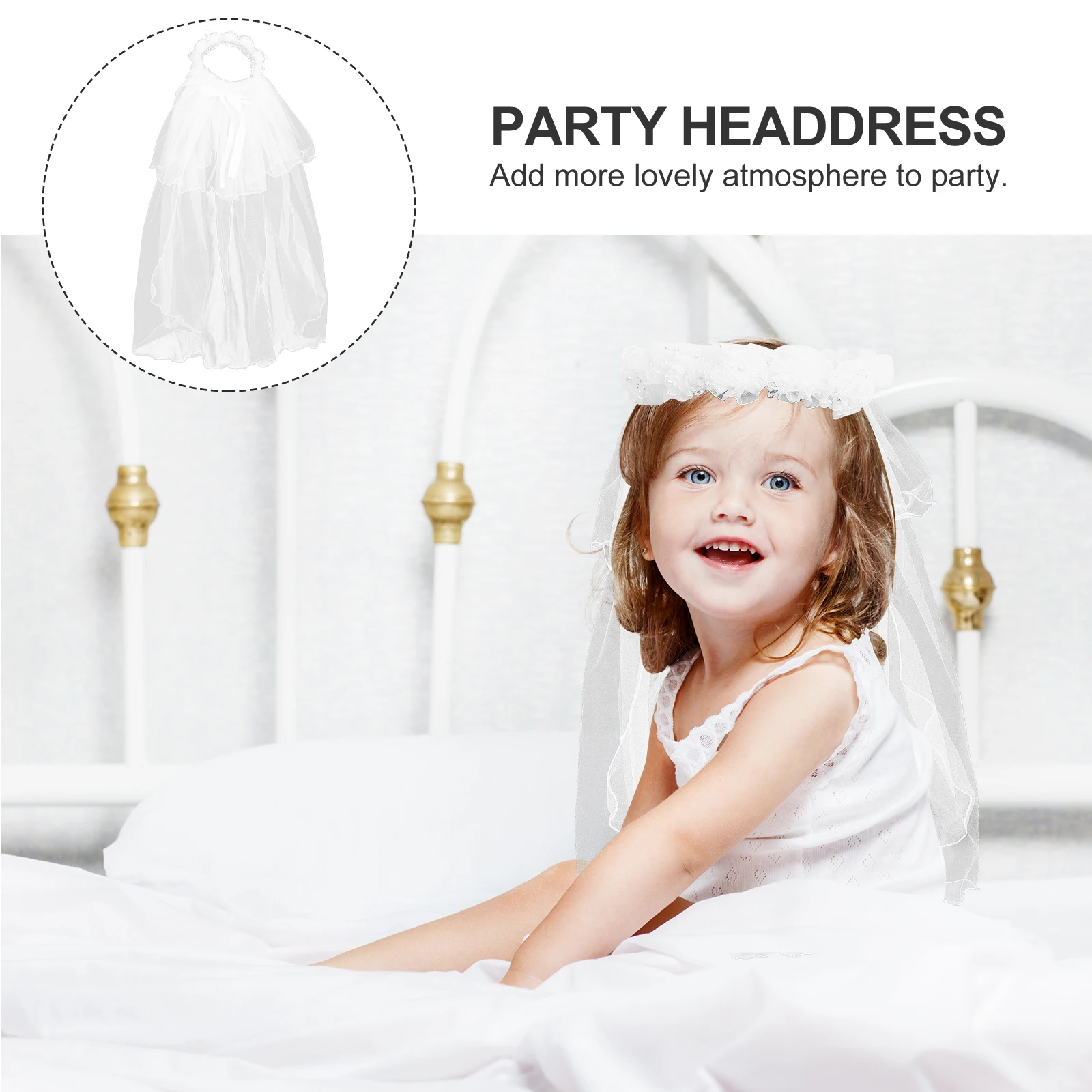 

Veil Headband Floral Wreath Hair Accessory for Wedding Party Birthday Photography Performance Wreath Headband