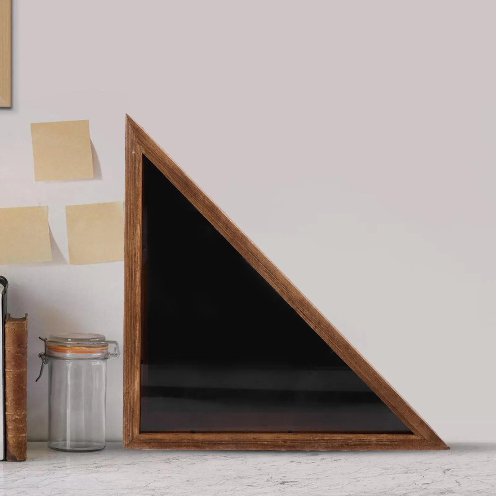 Wood Flag Display Case Triangular Design Wall Mounted Flag Storage Box for Indoor Living Room Bedroom Rustic Country Style Decor