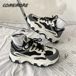 Fashion Platform Summer Running Shoes 2023 New Breathable Mesh Streetwear Woman Casual Sports Students Outside Sneakers Lace-up