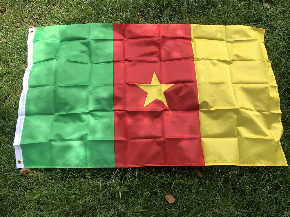 SKY FLAG kostenloser Versand Kamerun-Flagge Banner 90 x 150 cm Polyester hängende Kamerun Nationalflaggen Kamerun-Banner Heimdekoration