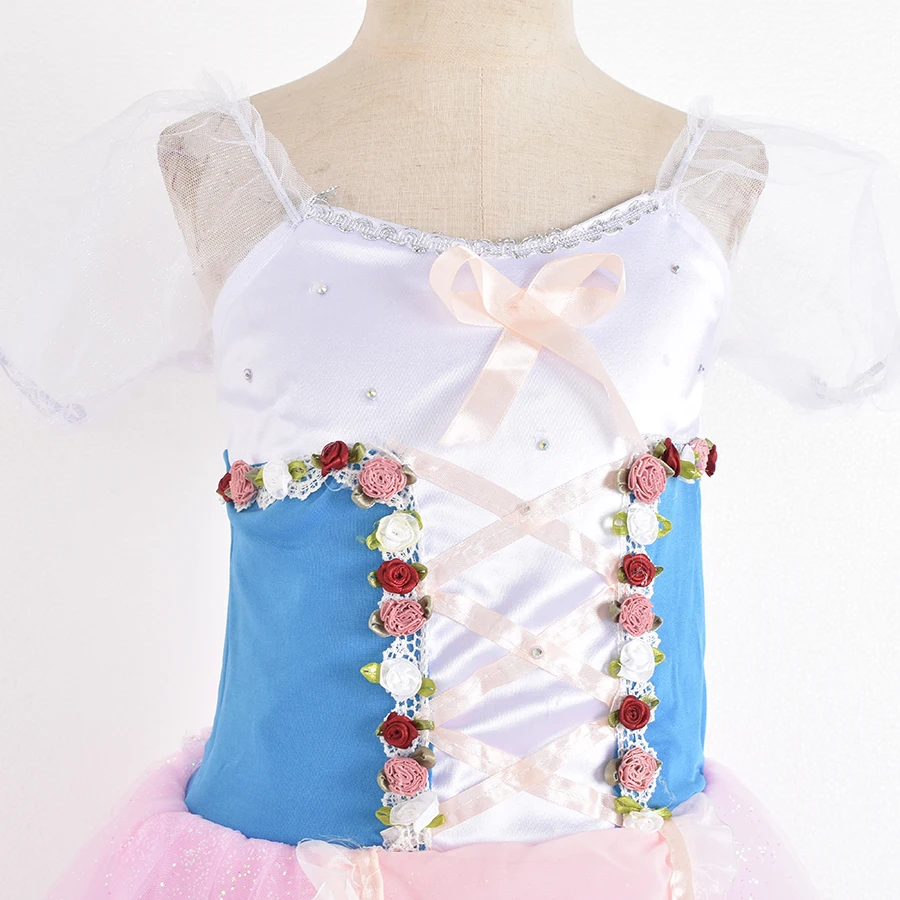 Crianças roupas de salão de baile lantejoulas flor tutus vestido de balé para menina dança moderna tutu vestido meninas ballet vestido de princesa