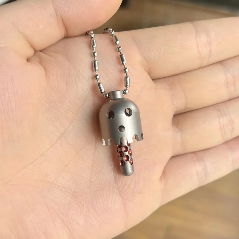 Little Ghost Ultem PEI Ambe Titanium Alloy TC4 Knife Pendant, EDC, Tools Pendant Key Braided Rope Buckle Keychain