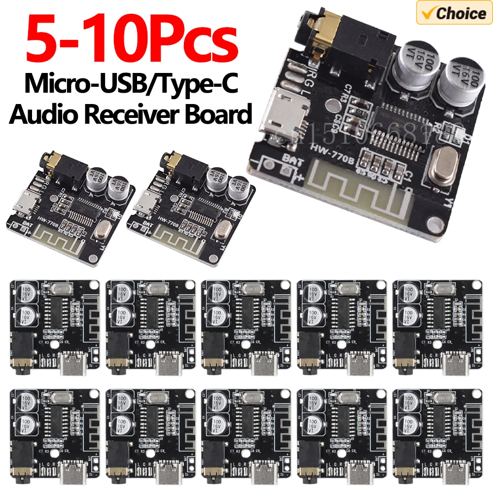 Wireless Stereo Music Module Bluetooth-Compatible 4.1/5.0 3.5mm Audio Aux Decoding Player Amplifier Board Micro USB 5V Powered