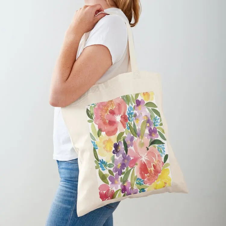 

Watercolour Floral Burst Tote Bag shopper bag women canvas hand bags tote bag university Cloth bags