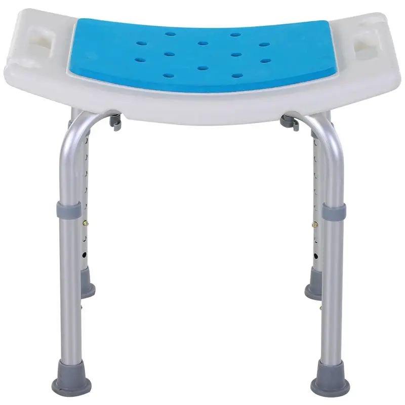 

HOMCOM Adjustable Aluminum Bath Stool Spa Shower Chair Non-Slip w/ Shower Hole