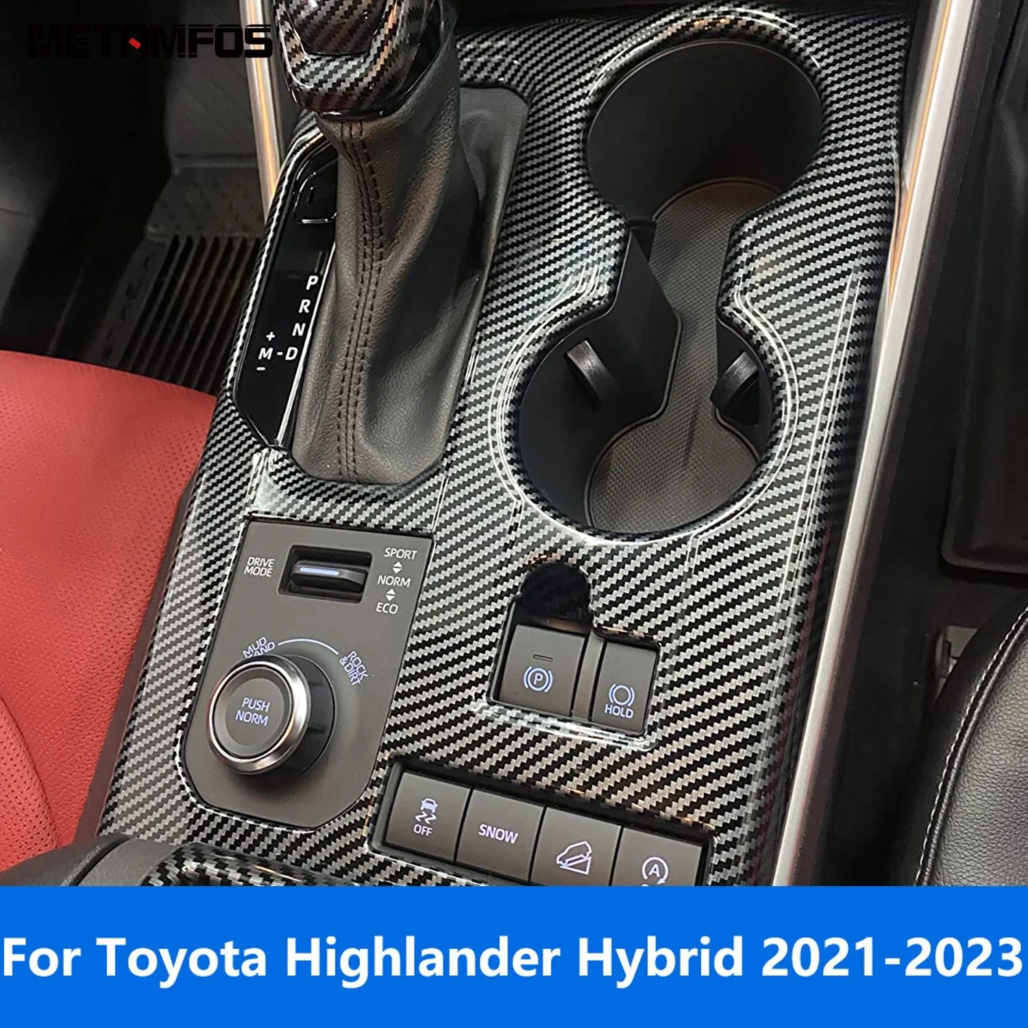 

Аксессуары для Toyota Highlander 2020 2021 2022 2023, внутренняя консоль из углеродного волокна, крышка коробки передач, накладка, держатель для чашки с водой