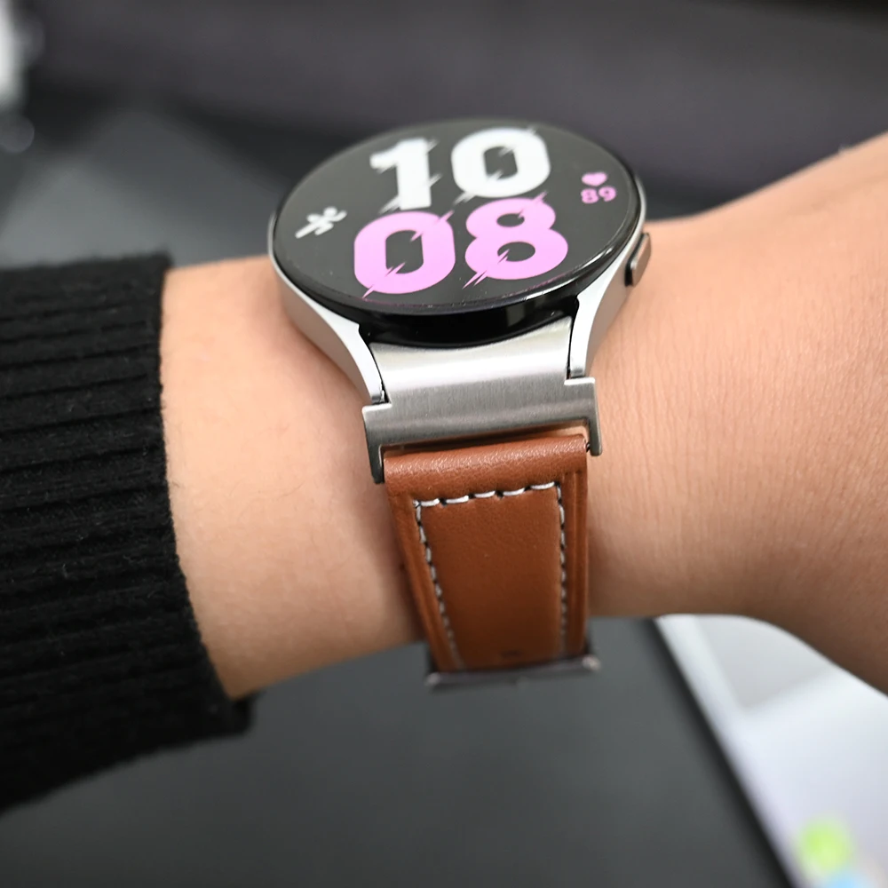 Correa de cuero sin huecos para Samsung Galaxy Watch 6 Classic, pulsera de 45mm, 47mm, 43mm, 4/5/6, 44mm, 40mm, Ajuste rápido