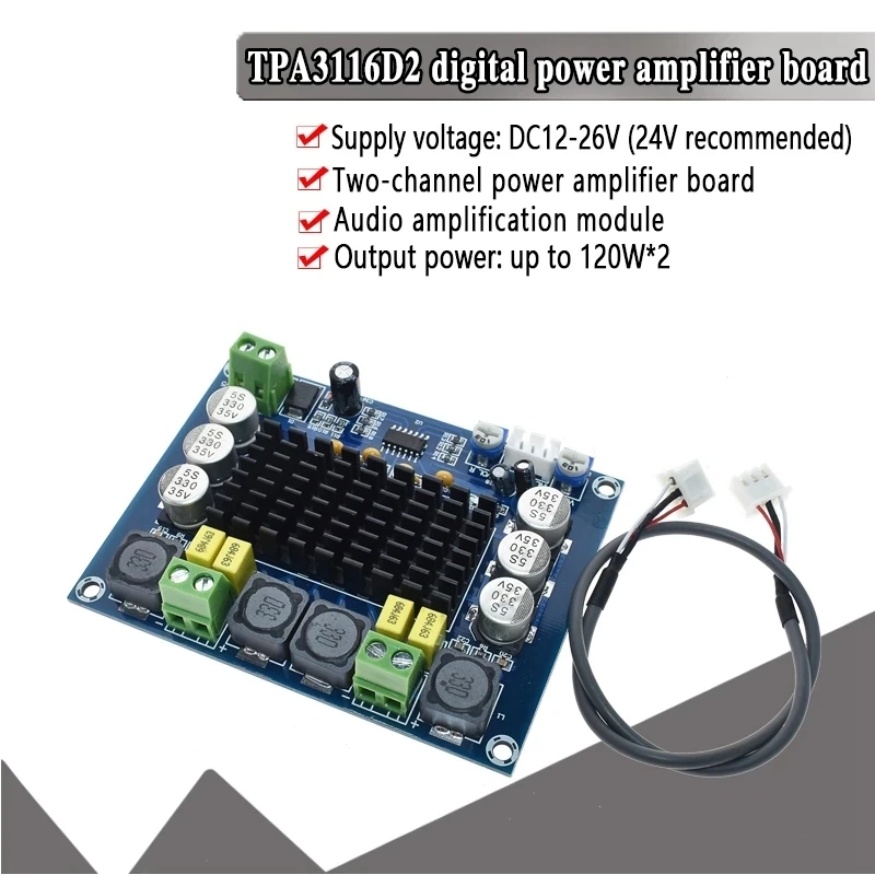 Tpa3116d2 Dual-Channel Stereo High Power Digitale Audio Eindversterker Board 2X120W XH-M543