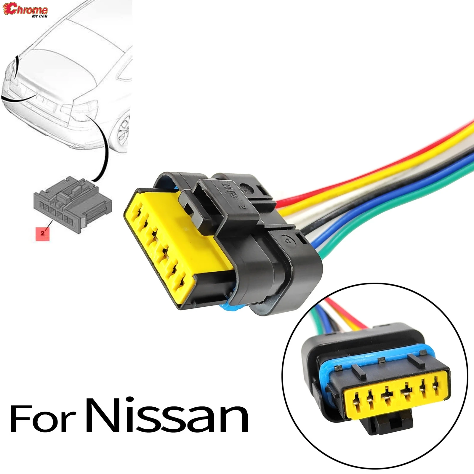 For Nissan Micra March K12 K13 2002 - 2022 Interstar Primastar 6Pin Rear Tail Light Lamp Connector Pigtail Plug Wiring Prewired