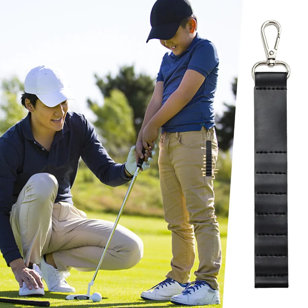 suporte-para-tees-de-golfe-preto-com-7-furos-chaveiro-acessorio-de-golfe-em-couro-pu-organizador-facil-de-pendurar