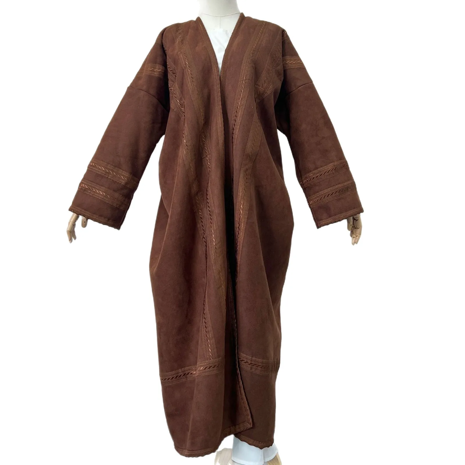 

Soft Suede Modest Women's Long Sleeve Robe Open Front Cardigan Dress Loose Elegant Lounge Homewear Warm Loose Outfit Islamic New