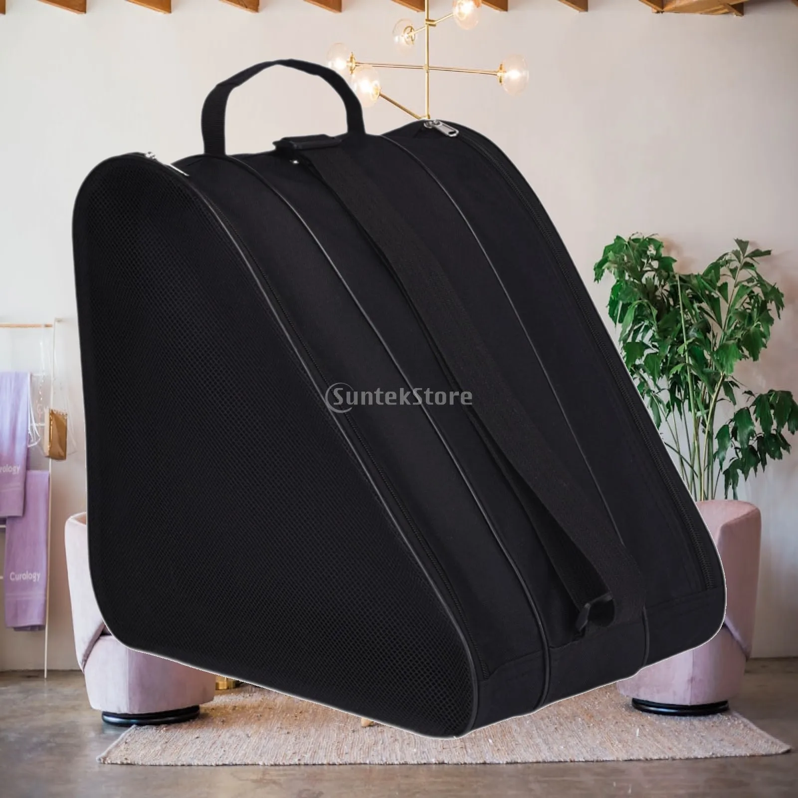 Adjustable Shoulder Strap Skates Bag Multi Compartment Artistic Skate Storage for Ice Inline Roller Skating for Adults