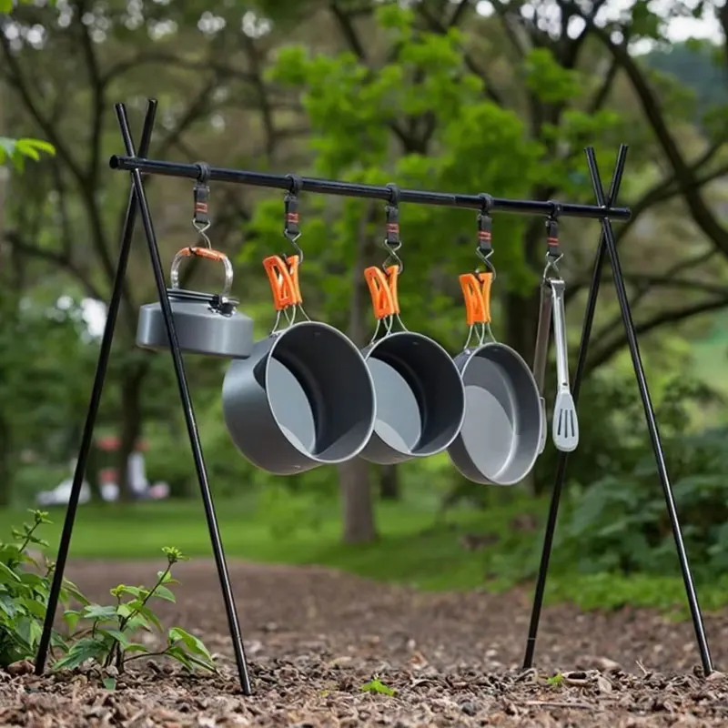 

Набор походной посуды для приготовления пищи: легкие алюминиевые кастрюли с антипригарным покрытием для газовых плит, портативный набор для кемпинга, объем 1-2 л