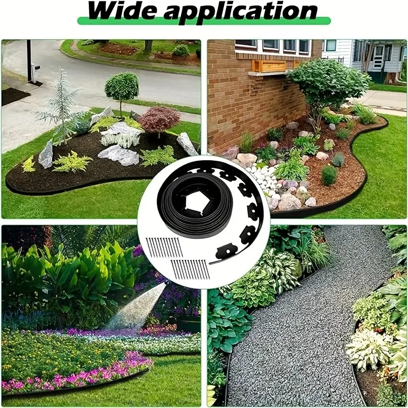 10m landscape edging kit, garden edging coil with 30 nails, no digging lawn border design