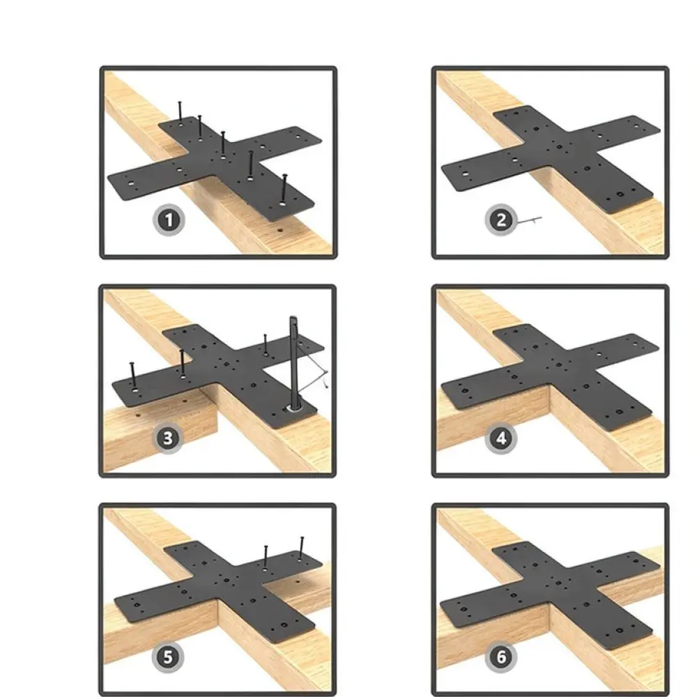 Steel Cross Shaped Repair Bracket Heavy Duty Metal Fastener For Wood Beam Truss Pergola Structural Support And Joint Connection