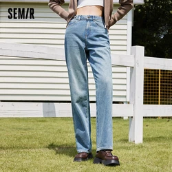 Semir-pantalones vaqueros de pierna ancha para mujer, pantalón clásico, informal, suave, holgado, recto, Primavera, 2024