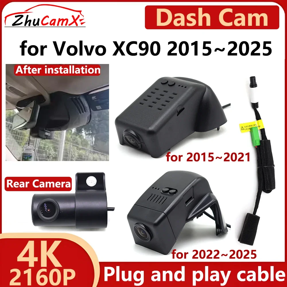 

ZhuCamX for Volvo XC90 2015~2025 4K UHD 2160P Car DVR Dash Cam Camera Night Vision Recorder Plug and Play