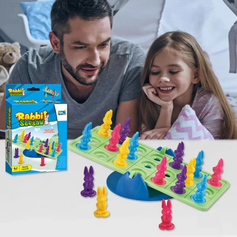Crianças coelho balanceado gangorra mini lazer equilíbrio jogo brinquedos, jogo divertido coelho desktop equilíbrio jogos pai-filho interação brinquedos