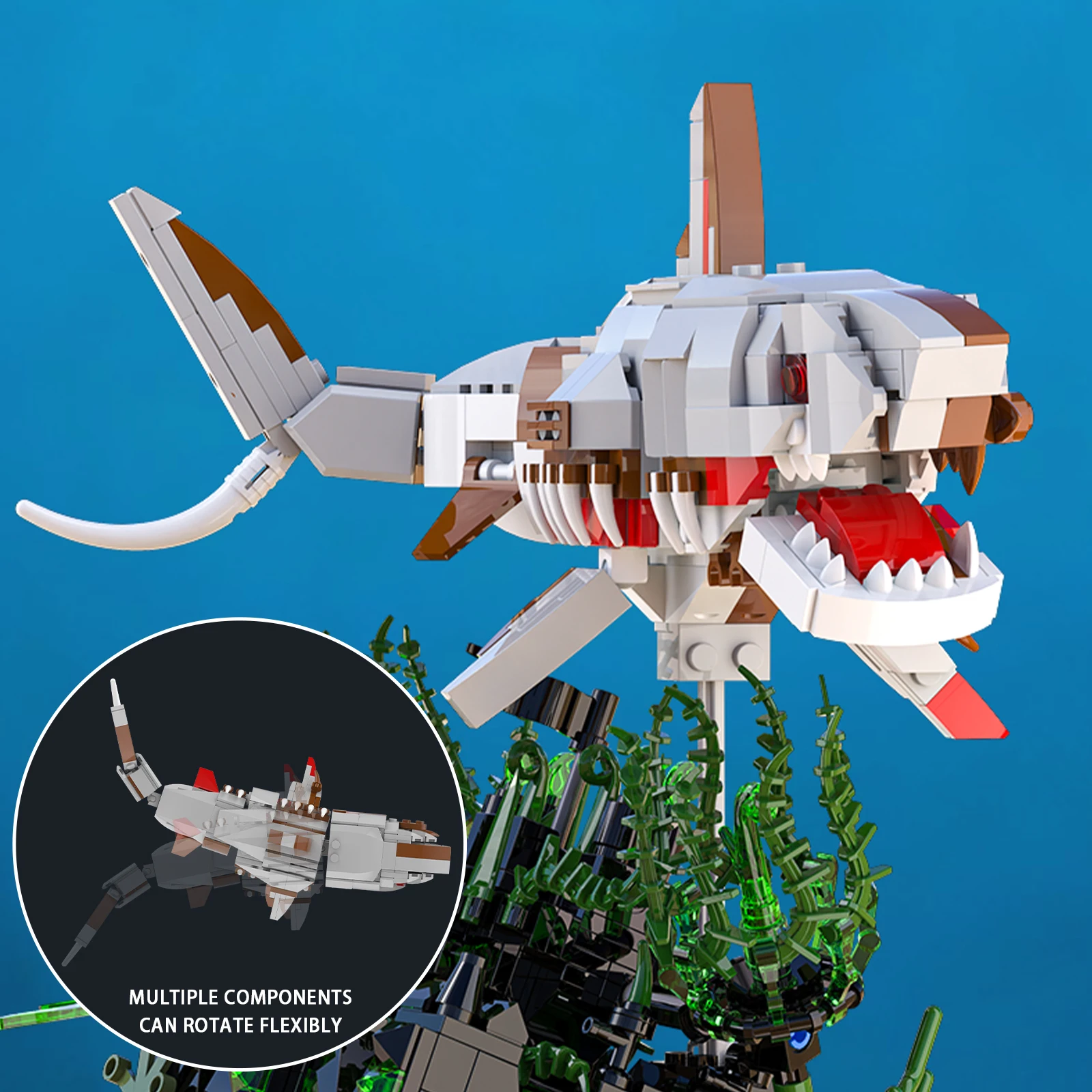 1014pcs Shipwreck Skeleton Shark Building Blocks Sets,MOC DIY Pirate Themed Model Creative Toys for Kids,Cool Desktop Decoration
