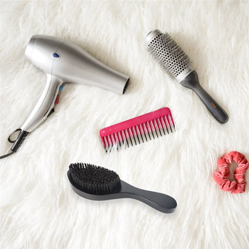 A44F-1 szt. Czarny, długi, zakrzywiony grzebień do brody, szczotka z włosiem, szczotka z włosiem z drewna bukowego, męski grzebień do stylizacji włosów do pielęgnacji włosów