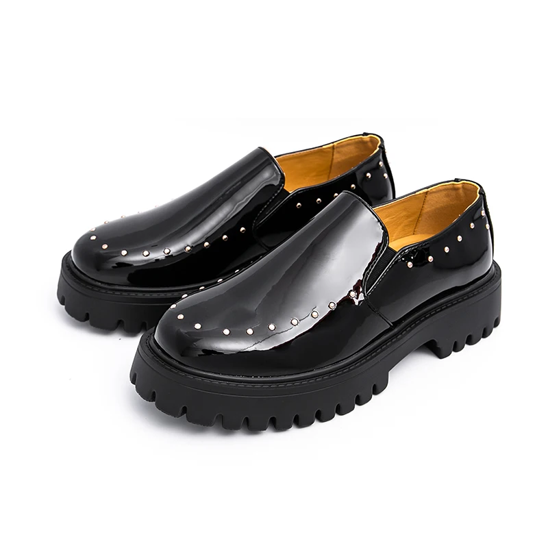 

Брендовая кожаная обувь без шнуровки для деловых вечеринок, мужские лоферы на толстой подошве, противоскользящие мужские мокасины, офисная повседневная обувь ручной работы