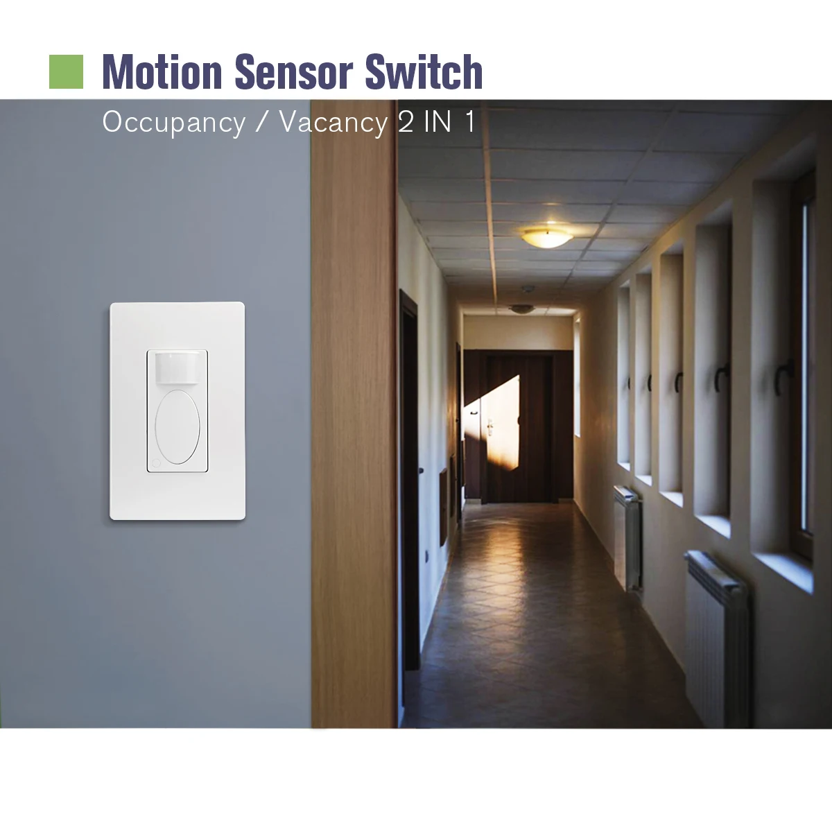PIR Motion Sensor Light Switch,Occupancy Sensor Switch | 5Amp | Sigle-Pole | No Neutral Required, Operable Without Ground Wire,P