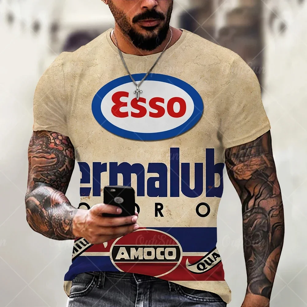 3D-T-Shirts für Herren, Vintage-Öl-T-Shirt, Street-Fashion, Castrol-Print, kurzärmelig, locker geschnitten, Oversize-Motorrad-T-Shirt, Oberteile, T-Shirts – Detail 18