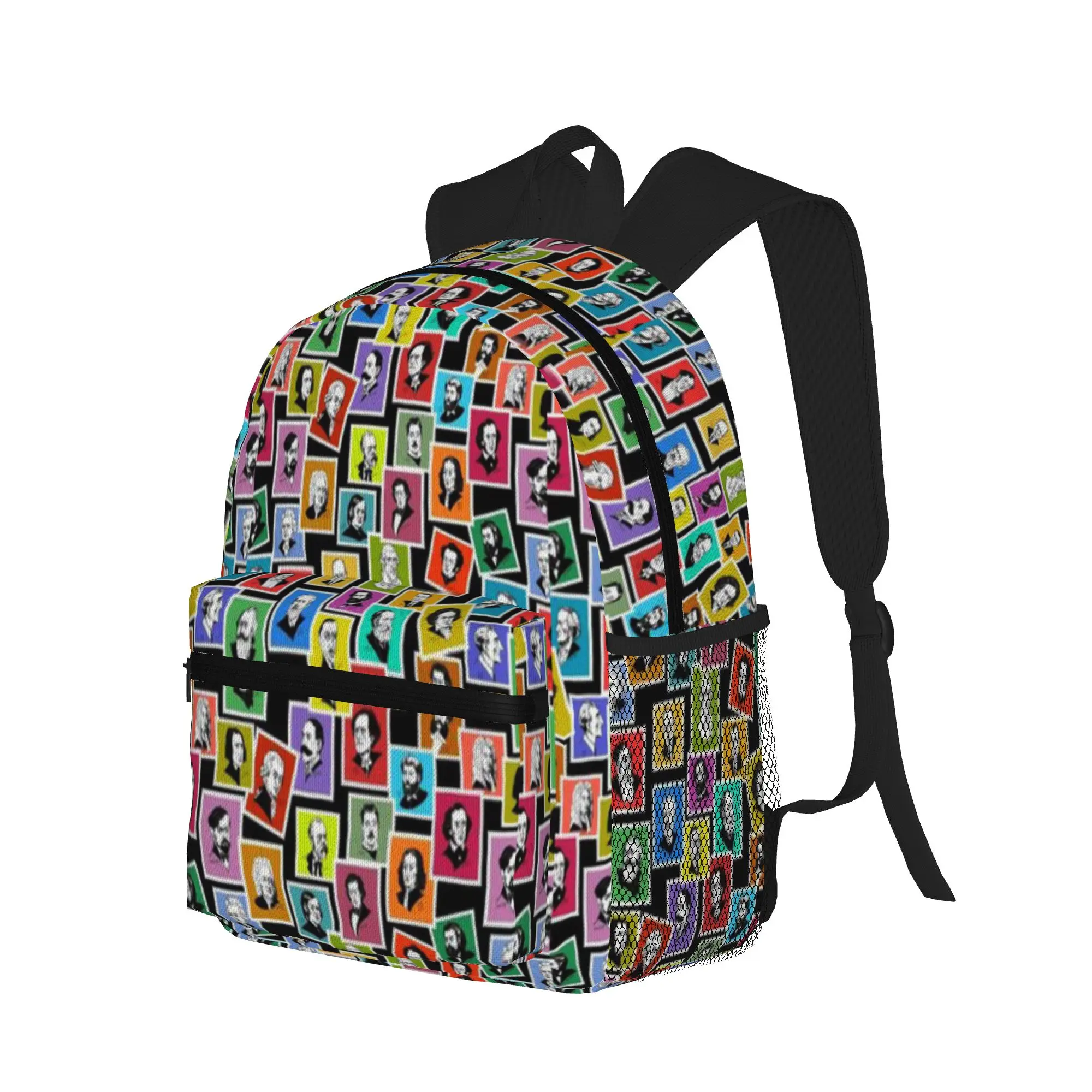 Pattern with portraits of the greatest composers (coloured version)  Casual Backpack for Students and Adults Female bags