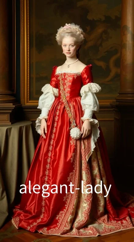 

Custom Red Victorian Evening Gown Embroidered Corset Lace Trim Ball Gown Countess Evening Gown Belle Époque Civil War Dress