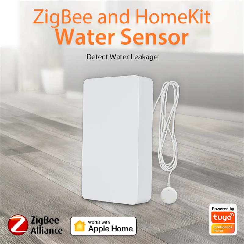 Tuya HomeKit and ZigBee Smart Dual Mode Water Leakage Detector Submersion Alarm APP Remote Control Real-time Status