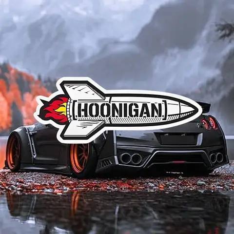Waterproof Hoonigan Rocket Vinyl Decal, Universal Sticker for Helmet Bumper Laptop Car Truck Window Styling Decor