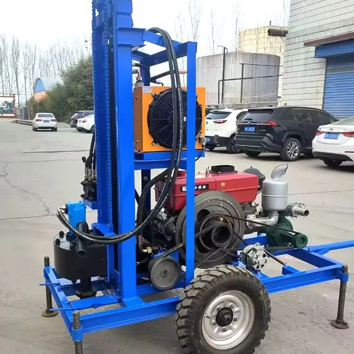 

Customized High Quality Hydraulic Water Well Drilling Rig Diesel Powered 25HP Mobile Flexible 150m Drilling Depth Wheel Type