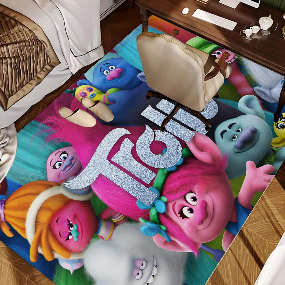 سجادة أرضية Happy Trolls مضادة للانزلاق تمتص الماء بشريط طويل وسادة نوم حصيرة Alfombra #1