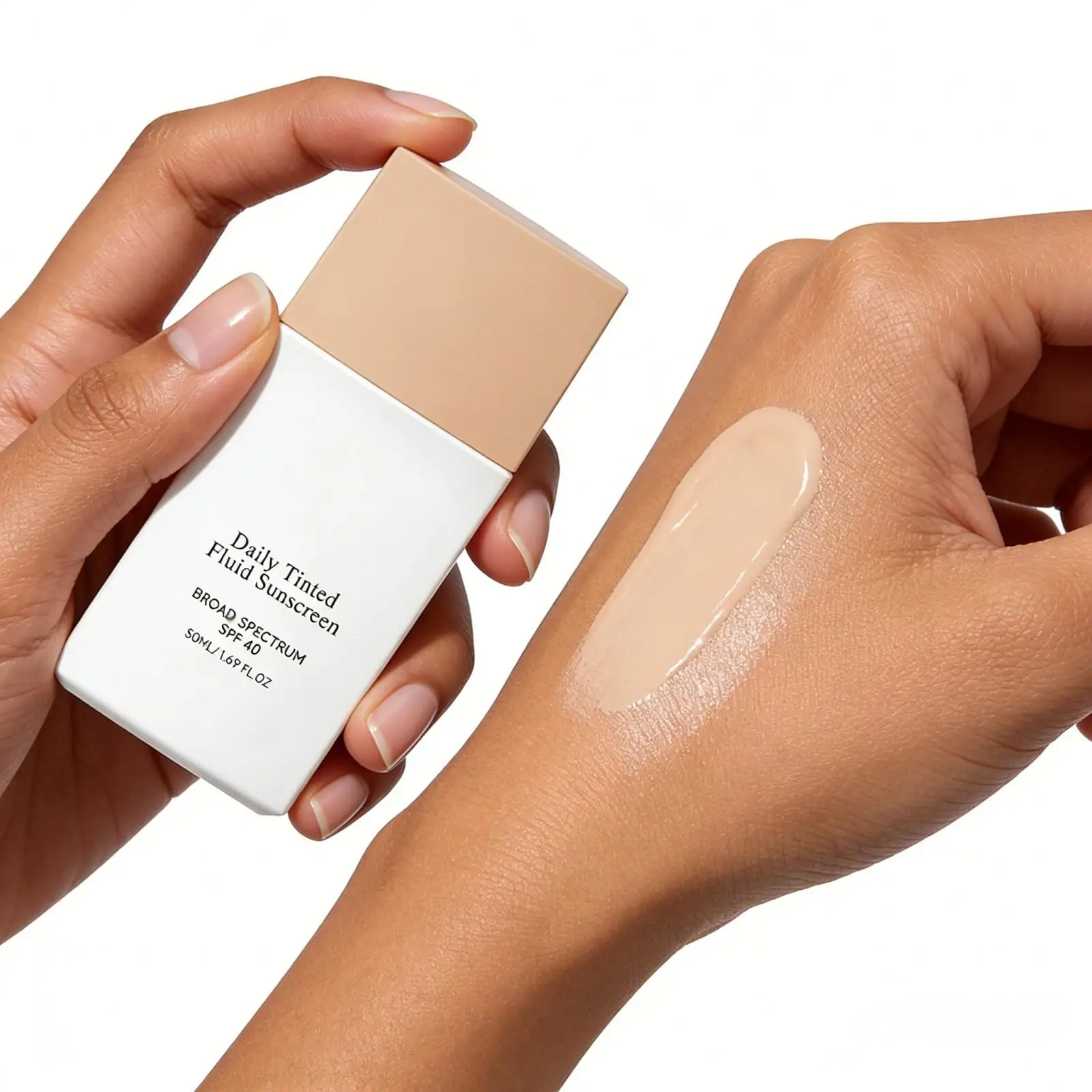 

Daily Tinted Fluid Sunscreen Spf 40 Sunblock UVA UVB Oil Control Even Skin Tone Panthenol Anti Sun Protection Cream Moisturizer