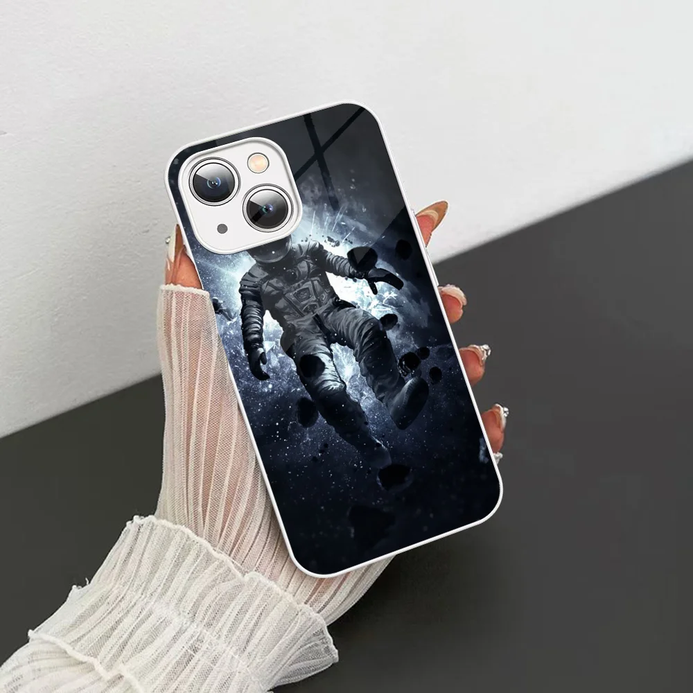 Space Airship Astronaut Phone Case Tempered Glass For iphone 14 13 12 11 Pro Mini XS MAX 14Plus X XS XR Cover image 4
