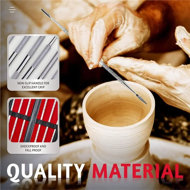 Hot Sale-6 Pcs Wax Carving Tools Set With Case, Double-Ended Stainless Steel Clay Sculpting Pottery Sculpture Tools