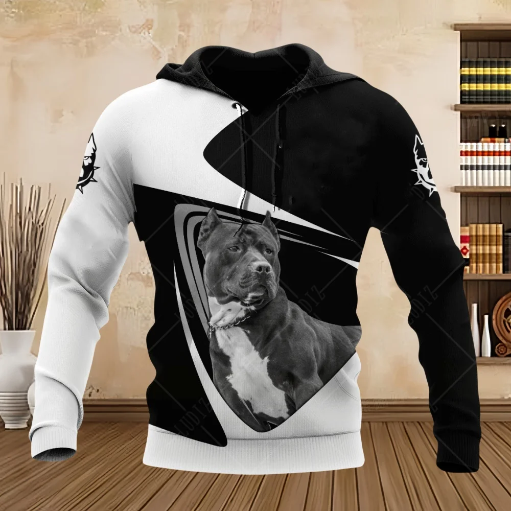Pet Dog Pitbull Man Hoodie 3D Print Unisex Adult's Sweatshirts Top Autumn Long Sleeve Streetwear Pullover Hoodies Men's Clothing