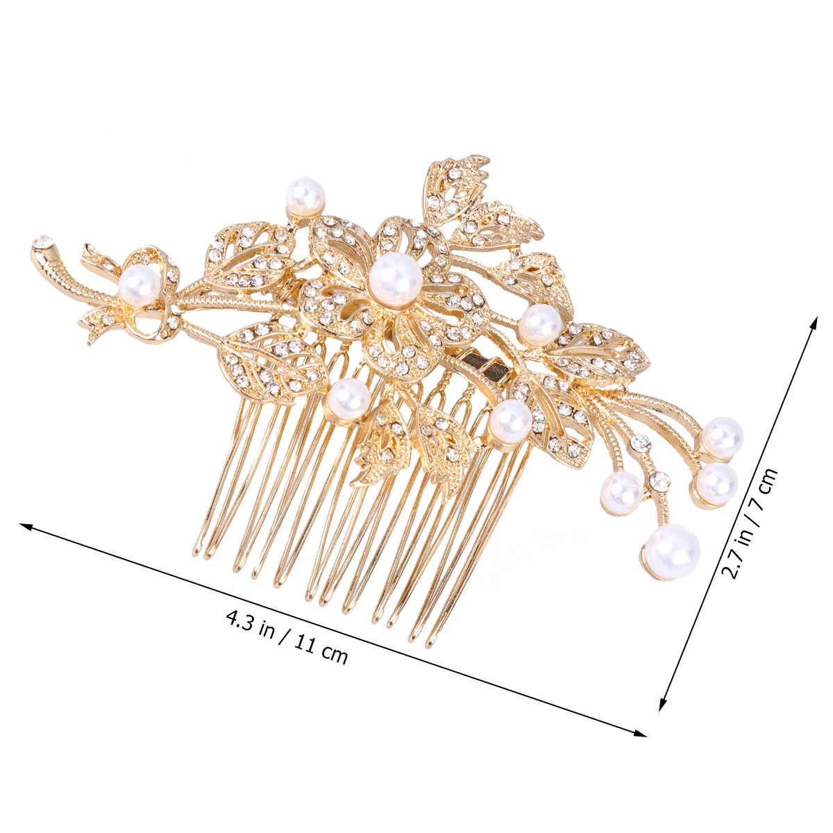 

Rhinestone Pearl Bridal Hair Comb Golden Delicate Flower Design Wedding Hairpin Elegant Hair Accessories Rhinestone Bridal Comb