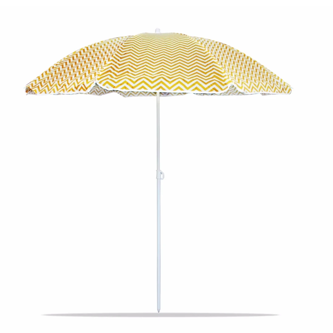 180 Cm UV-Bescherming Gele Zigzag Strandparasol Ontstaan Winkel Buiten Tuinparaplu