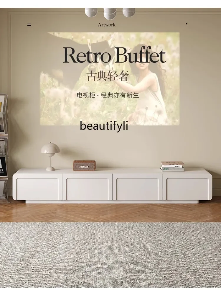 

Simple Modern TV Cabinet Small Apartment Living Room Light Luxury Coffee Table TV Cabinet Combination Solid Wood Furniture