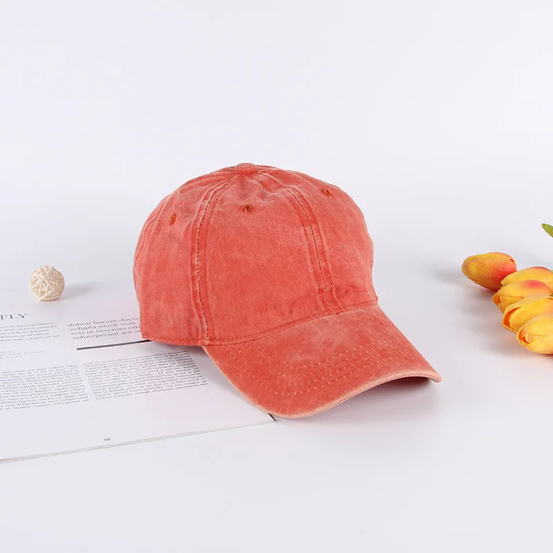 قبعة بيسبول ذات لون نقي مغلفة ومغسولة عتيقة للنساء للحماية من الشمس قبعة بطة قطنية مغسولة من قماش الدنيم القديم