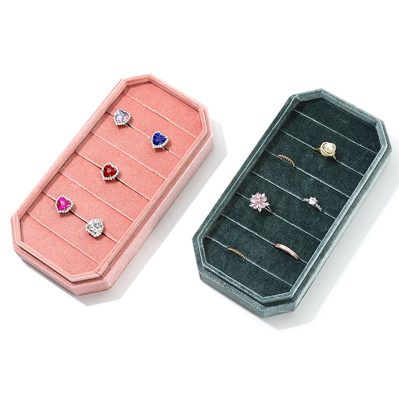 Держатель для колец с крышкой Контейнер для хранения ювелирных изделий Подставка для колец Коробка для колец Бархатная коробка для комодных столиков Шкафы для женщин и девочек Ящик
