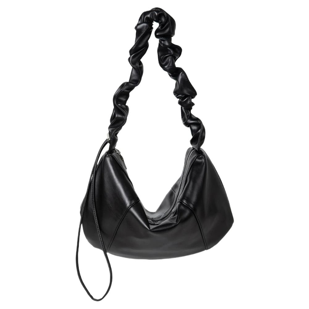 Grande capacidade PU Drawstring Hobo Bag para mulheres, bolsa de ombro pequena, alça ajustável, viagens ao ar livre, moda