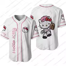 MINISO New Kawaii Hello Kitty Sports Baseball Jersey, Hello Ketty Baseball Jersey