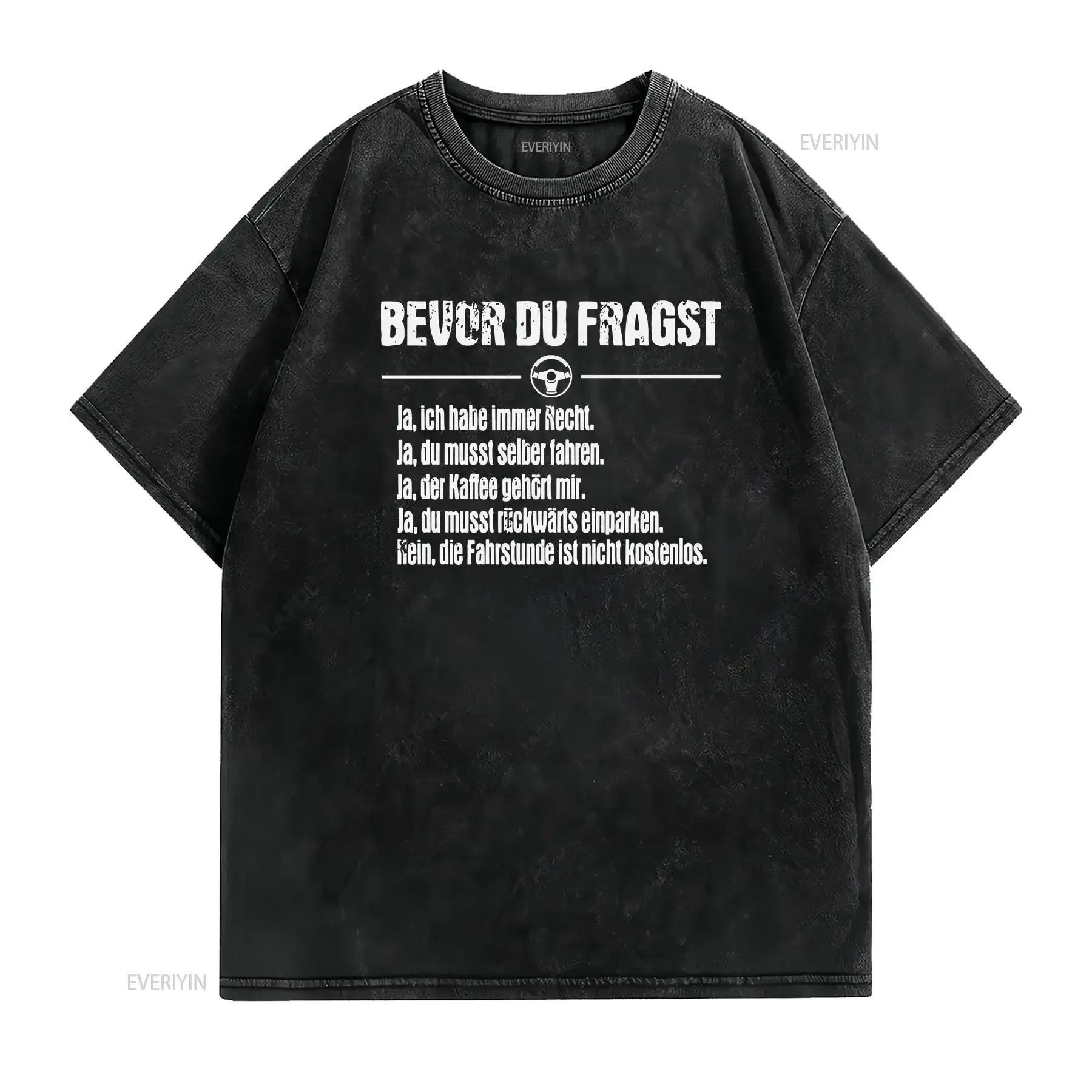 Driving instructor school test T shirt vintage Washed Top For Everyday Wear fashion Breathable Unisex graphic Versatile
