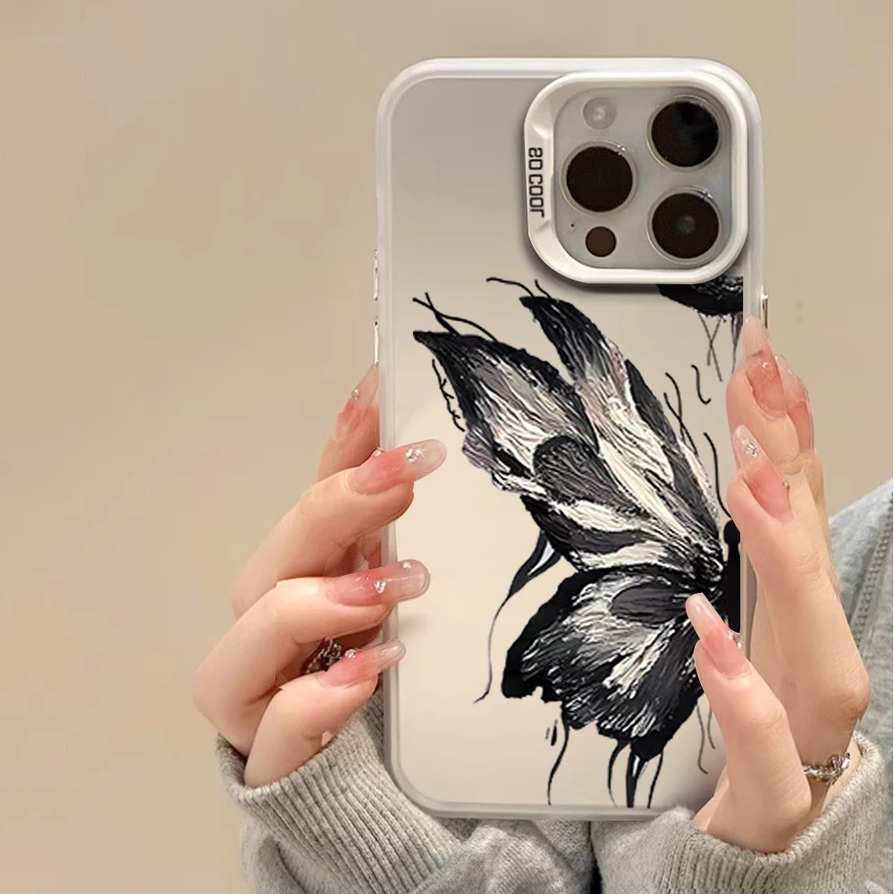 Black Butterfly Moon Cool New Luxury IMD Phone Anti-drop Cover Case For iPhone 11 12 13 14 Pro Max 15 16 Plus