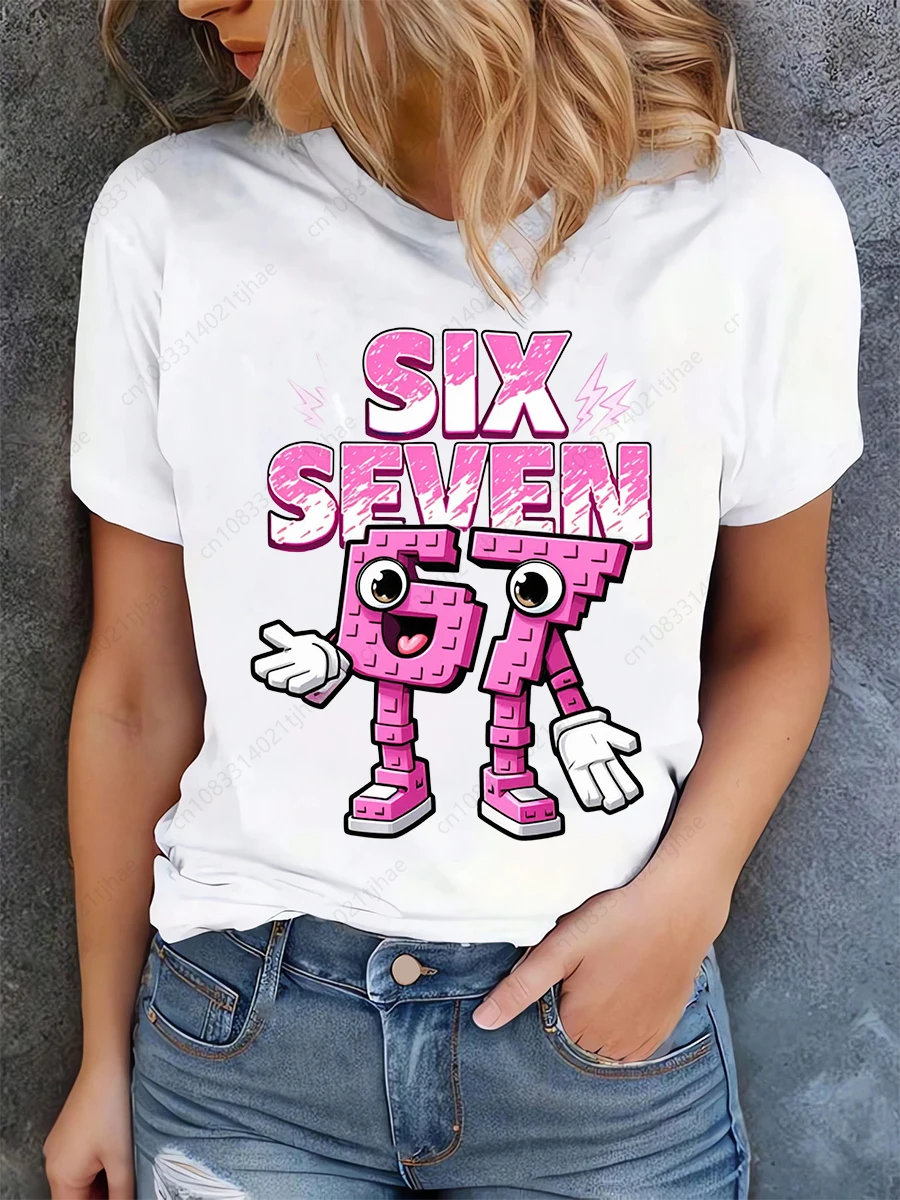 Lustige 67 Brainrot Damen T-Shirts für Frauen Six Seven Brain Rot T-Shirt Party T-Shirt für Mädchen T-Shirt für Damen Oberteile Tees